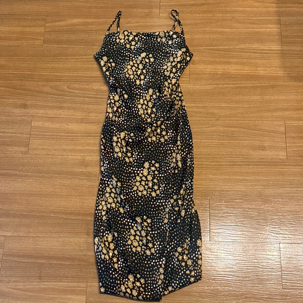 Floral Cowl Neck Strap Midi Dress